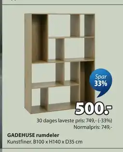 JYSK GADEHUSE rumdeler tilbud