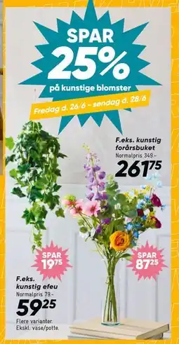 Bilka SPAR 25% på kunstige blomster tilbud
