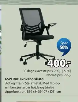 JYSK ASPERUP skrivebordsstol tilbud