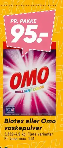 Bilka Biotex eller Omo vaskepulver tilbud