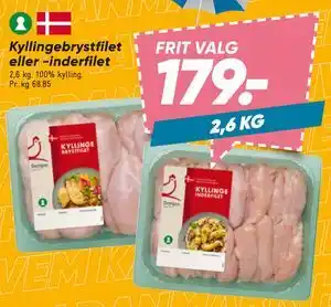 Kyllingebrystfilet eller -inderfilet