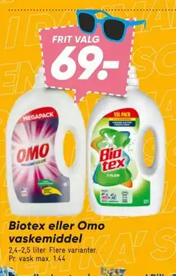 Bilka Biotex eller Omo vaskemiddel tilbud