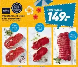 Bilka Roastbeef, rib eyes eller entrecotes tilbud