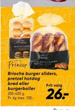 Bilka Princip Brioche burger sliders, pretzel hotdog brød eller burgerboller tilbud