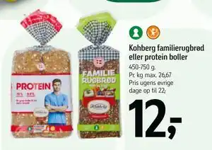 Føtex Kohberg familierugbrød eller protein boller tilbud