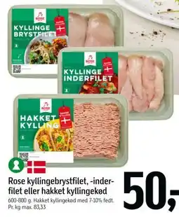 Føtex Rose kyllingebrystfilet, -inderfilet eller hakket kyllingekød tilbud