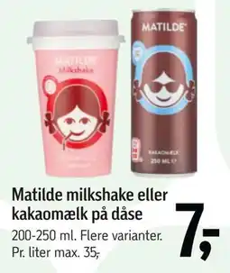 Føtex Matilde milkshake eller kakaomælk på dåse tilbud