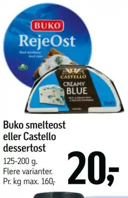 Føtex Buko smelteost eller Castello dessertost tilbud