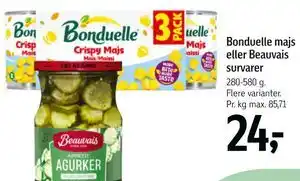 Føtex Bonduelle majs eller Beauvais survarer tilbud