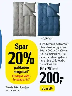 Føtex Spar 20% på Maison sengesæt tilbud