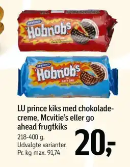 Føtex LU prince kiks med chokoladecreme, Mcvitie’s eller go ahead frugtkiks tilbud
