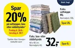 Føtex Spar 20% på vattæpper, box- eller siddehynder tilbud