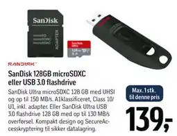 Føtex SanDisk 128GB microSDXC eller USB 3.0 flashdrive tilbud