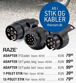Thansen RAZE Stik og kabler tilbud
