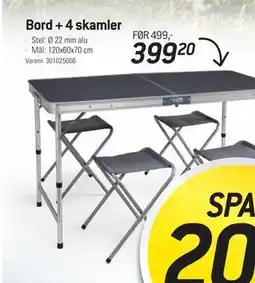 Thansen Bord + 4 skamler tilbud