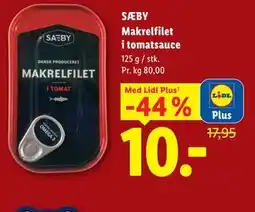 Lidl SÆBY Makrelfilet i tomatsauce, App-pris tilbud