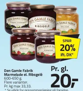Fleggaard Den Gamle Fabrik - marmelade / ribsgele tilbud