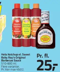 Fleggaard Hela Ketchup / Sweet Baby Ray's Original Barbecue Sauce tilbud