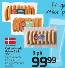 Fleggaard Carl Vollstedt pølser (3 pk.) tilbud