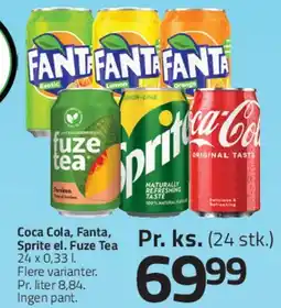 Fleggaard Coca‑Cola / Fanta / Sprite / Fuze Tea (dåser) tilbud