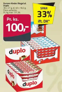 Fleggaard Ferrero Duplo / Kinder Riegel tilbud