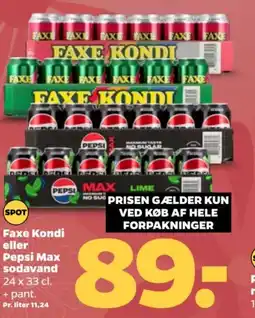 Netto Faxe Kondi eller Pepsi Max sodavand tilbud
