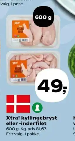Kvickly Xtra! kyllingebryst eller -inderfilet tilbud