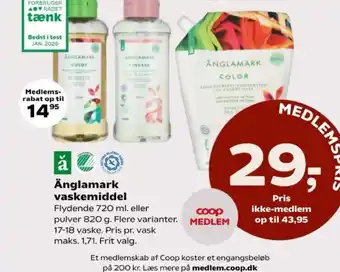 Kvickly Änglamark vaskemiddel tilbud