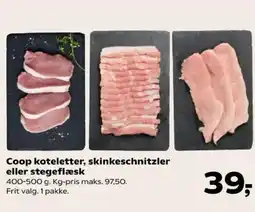 Kvickly Coop koteletter, skinkeschnitzler eller stegeflæsk tilbud