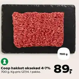 Kvickly Coop hakket oksekød 4-7% tilbud