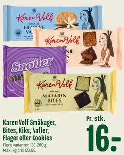 Min Købmand Karen Volf Småkager, Bites, Kiks, Vafler, Flager eller Cookies tilbud