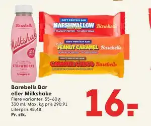 SPAR Barebells Bar eller Milkshake tilbud