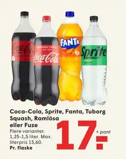 SPAR Coca-Cola, Sprite, Fanta, Tuborg Squash, Ramlösa eller Fuze tilbud