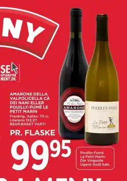 MENY AMARONE DELLA VALPOLICELLA CÀ DEI NANI ELLER POUILLY-FUMÉ LE PETIT MARIN tilbud