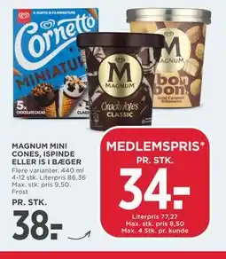 MENY MAGNUM MINI CONES, ISPINDE ELLER IS I BÆGER tilbud