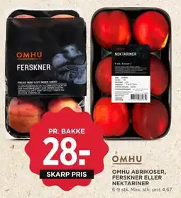 MENY OMHU ABRIKOSER, FERSKNER ELLER NEKTARINER tilbud
