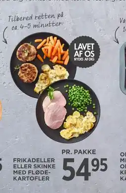 MENY FRIKADELLER ELLER SKINKE MED FLØDEKARTOFLER tilbud