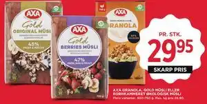 AXA GRANOLA, GOLD MÜSLI ELLER KORNKAMMERET ØKOLOGISK MÜSLI