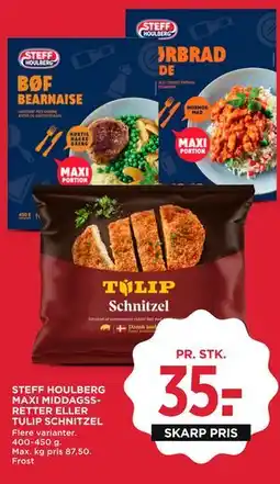MENY STEFF HOULBERG MAXI MIDDAGSSRETTER ELLER TULIP SCHNITZEL tilbud