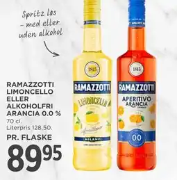 MENY RAMAZZOTTI LIMONCELLO ELLER ALKOHOLFRI ARANCIA 0.0 % tilbud