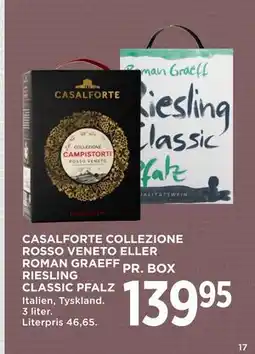 MENY CASALFORTE COLLEZIONE ROSSO VENETO ELLER ROMAN GRAEFF RIESLING CLASSIC PFALZ tilbud