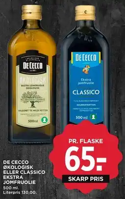 MENY DE CECCO ØKOLOGISK ELLER CLASSICO EKSTRA JOMFRUOLIE tilbud