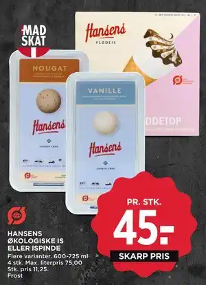 HANSENS ØKOLOGISKE IS ELLER ISPINDE