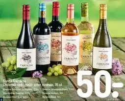 REMA 1000 Santa Carolina Chilensk rød-, hvid- eller rosévin, 75 cl tilbud