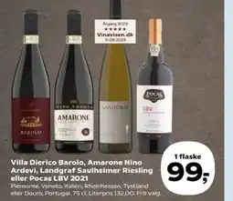 Kvickly Villa Dierico Barolo, Amarone Nino Ardevi, Landgraf Saulheimer Riesling eller Pocas LBV 2021 tilbud