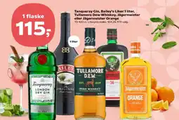 Kvickly Tanqueray Gin, Bailey's Likør , Tullamore Dew Whiskey, Jägermeister eller Jägermeister Orange tilbud