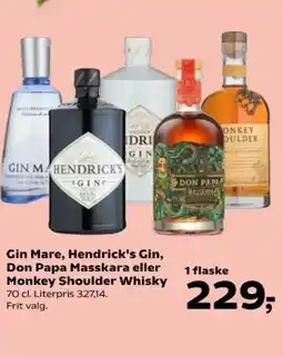 Kvickly Gin Mare, Hendrick's Gin, Don Papa Masskara eller Monkey Shoulder Whisky tilbud