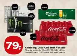 Kvickly Carlsberg, Coca-Cola eller Monster tilbud