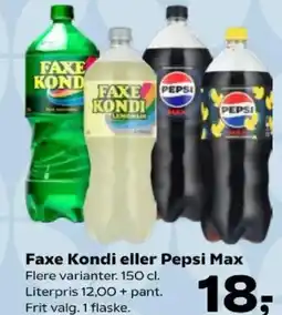 Kvickly Faxe Kondi eller Pepsi Max tilbud