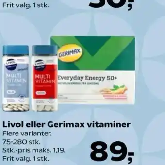 Kvickly Livol eller Gerimax vitaminer tilbud